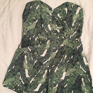 Leaf-print Romper